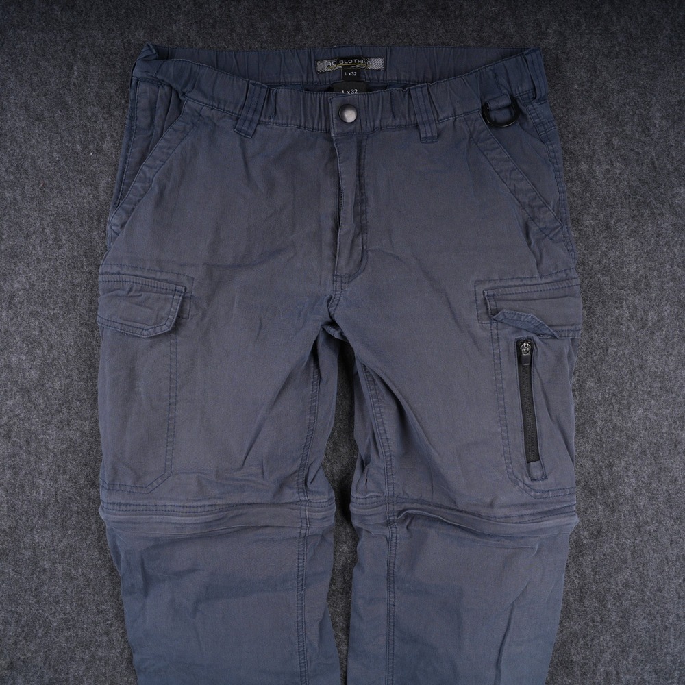 BC Clothing Convertible Cargo Pants Mens L x 32 Blue Excellent Zip Off Hiking
